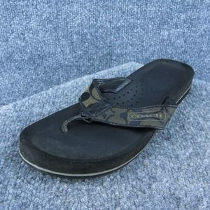 Coach Jolie Women‎ Flip Flop Sandal Shoes Black Leather Size 6 Medium